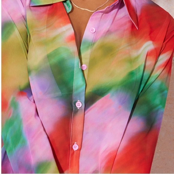 Purple Abstract Printed Oversized Beach Shirt - Picture 3 of 3